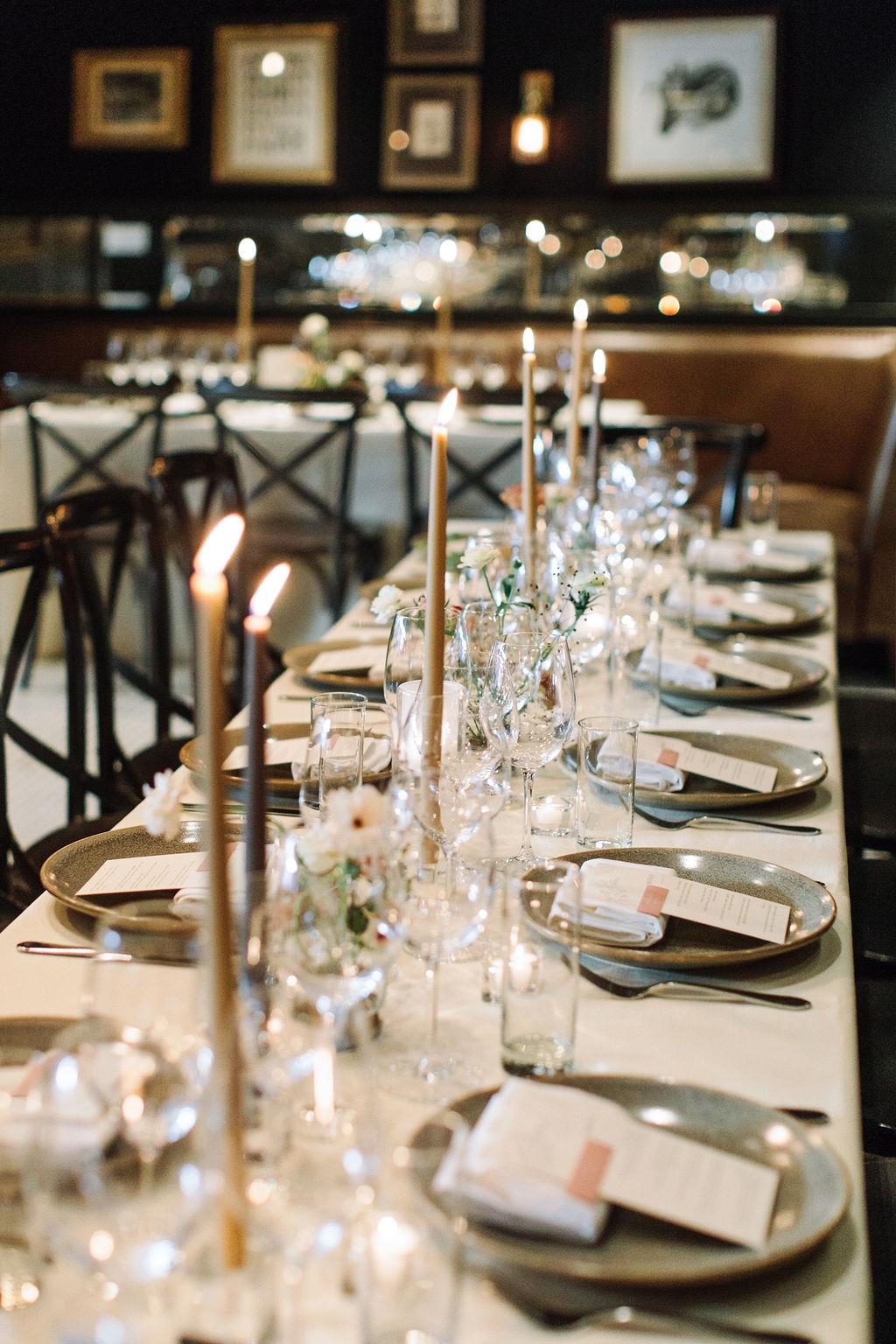 Restaurant wedding tablescape